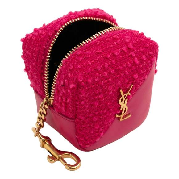 Saint Laurent Jamie YSL Keyring Cube Magenta Tweed - Picture 4 of 6